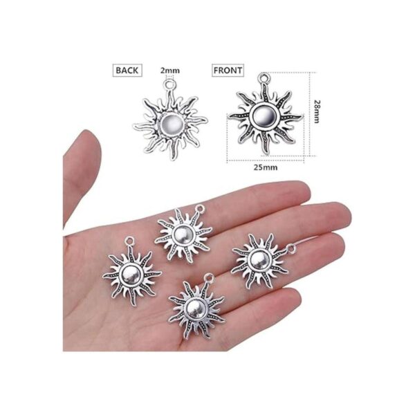 50pcs de plata antigua celestial sol encanto aleación sol