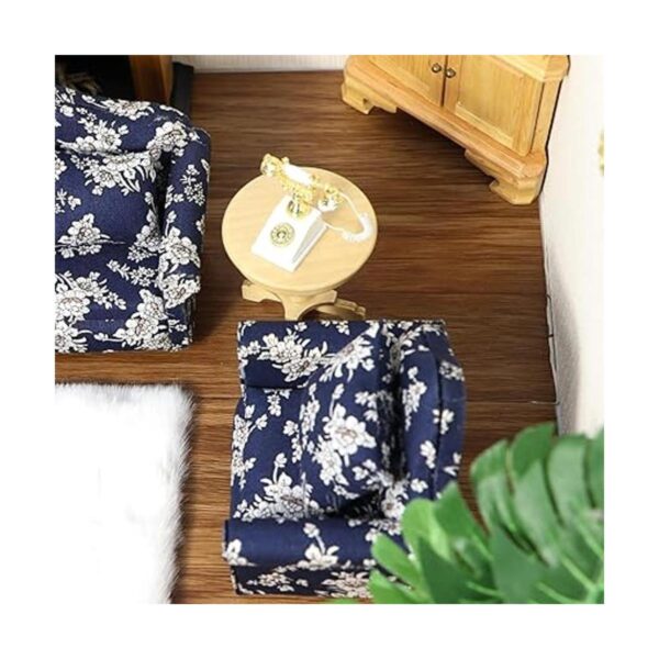 Sofá de casa de muñecas con almohada a escala 1 12 mini_4