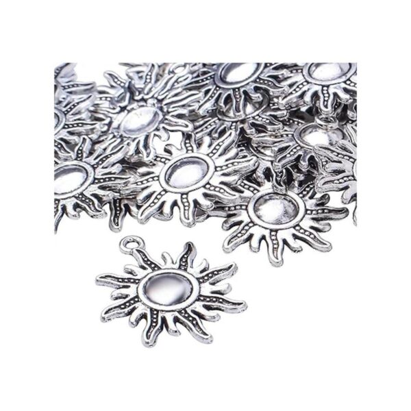 50pcs de plata antigua celestial sol encanto aleación sol