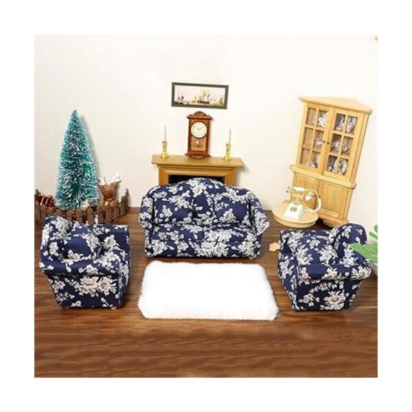 Sofá de casa de muñecas con almohada a escala 1 12 mini_6