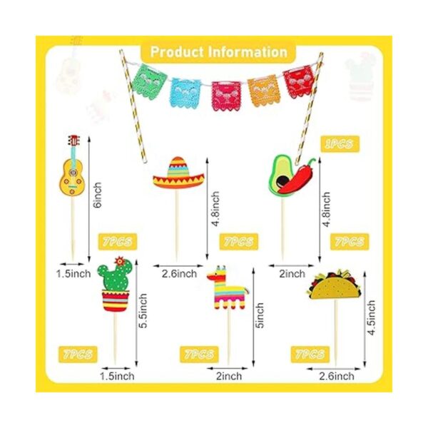 43 piezas de decoración para cupcakes de fiesta y pancarta_2