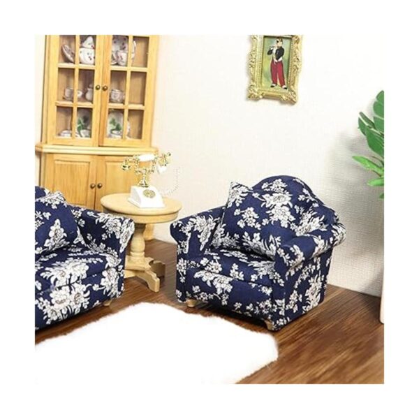 Sofá de casa de muñecas con almohada a escala 1 12 mini_5