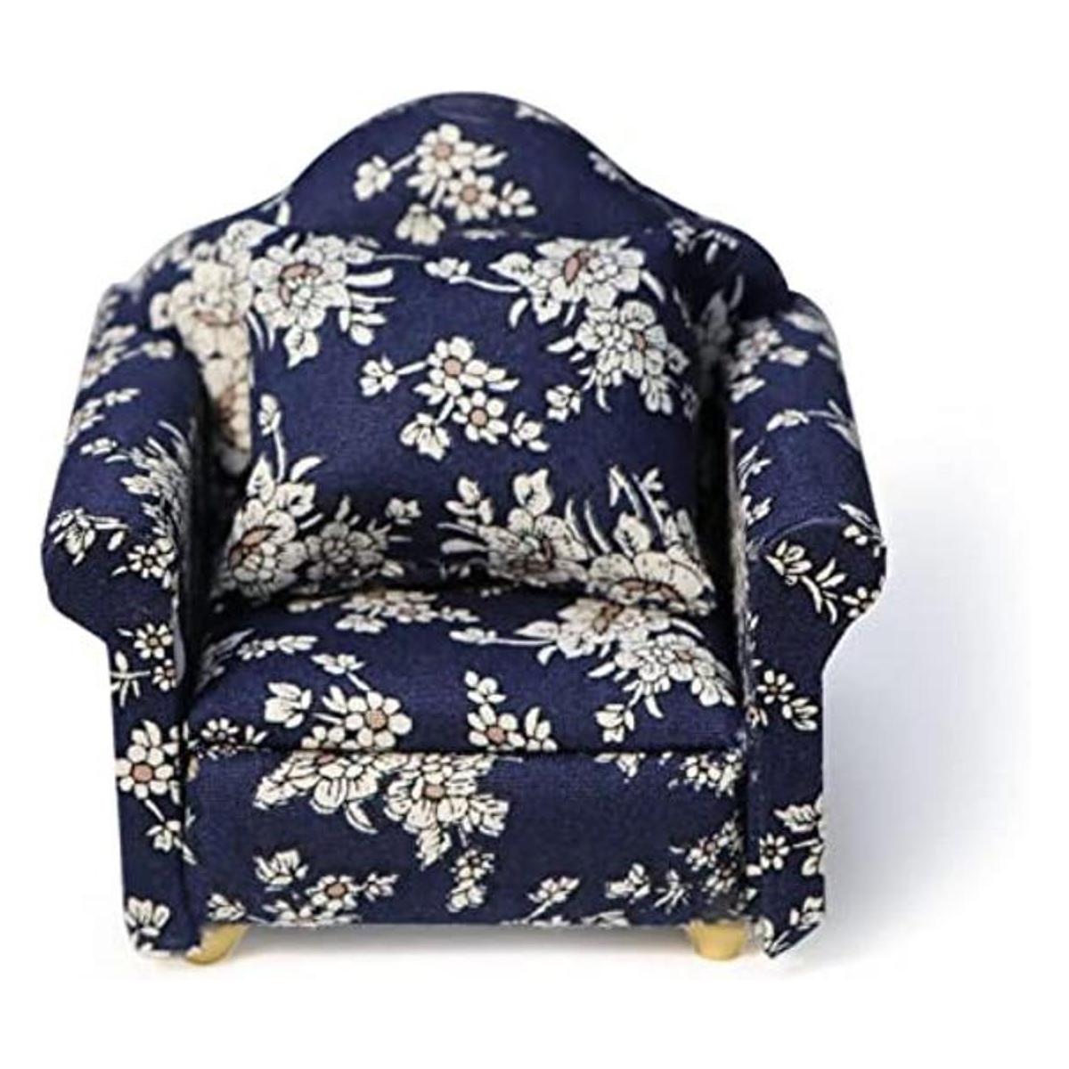 Sofá de casa de muñecas con almohada a escala 1 12 mini