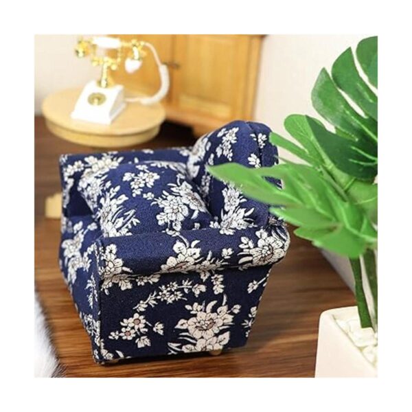 Sofá de casa de muñecas con almohada a escala 1 12 mini_2