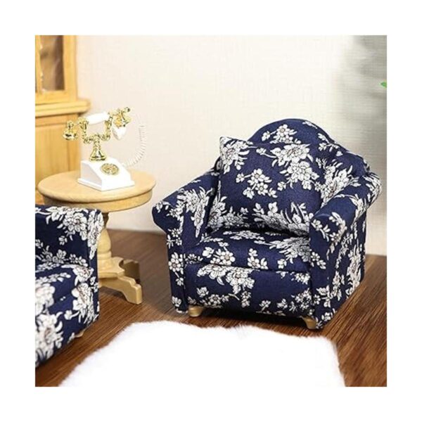 Sofá de casa de muñecas con almohada a escala 1 12 mini_3