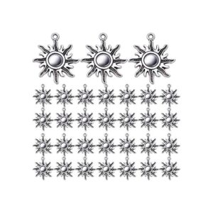 50pcs de plata antigua celestial sol encanto aleación sol
