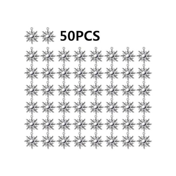 50pcs de plata antigua celestial sol encanto aleación sol