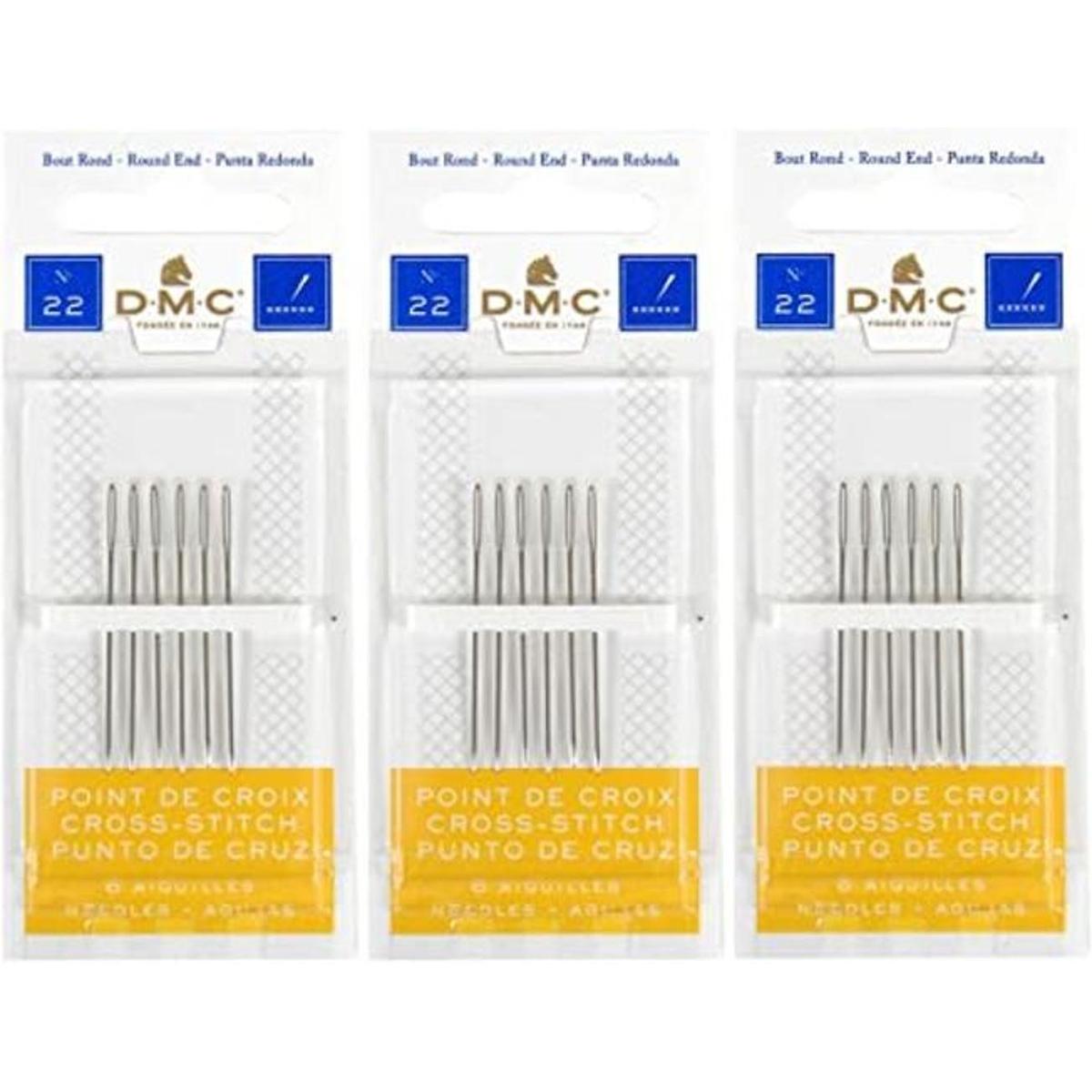 Pack de 3 agujas de punto de cruz DMC tamaño 22 total 18