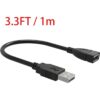 Cable cargador de extensión USB macho a hembra de 3.3 pies_2
