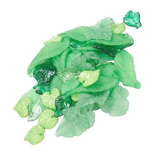 Dije de hoja de acrílico verde 120 cuentas de hoja de