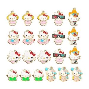 21 Pieces Enamel Cat Charms for Jewelry Making 7 Styles