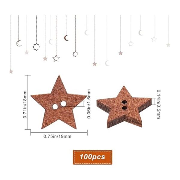 GORGECRAFT 1 caja de 100 botones de estrellas de madera