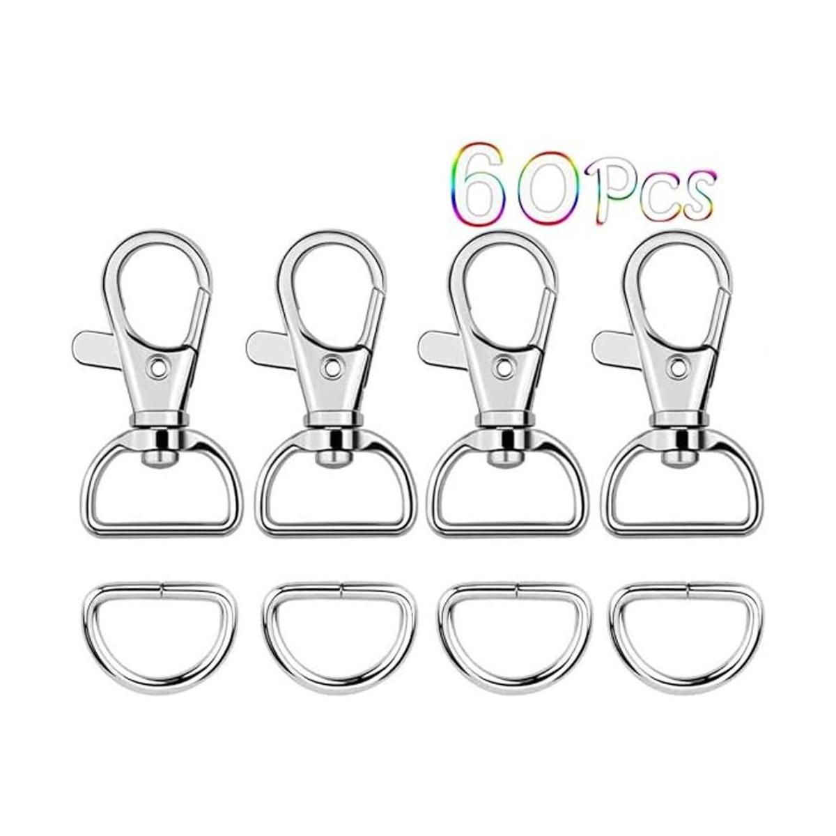 PAXCOO 60 ganchos para llavero con anillos en D para