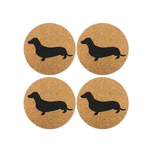 Dachshund Weiner Juego de 4 posavasos de corcho para