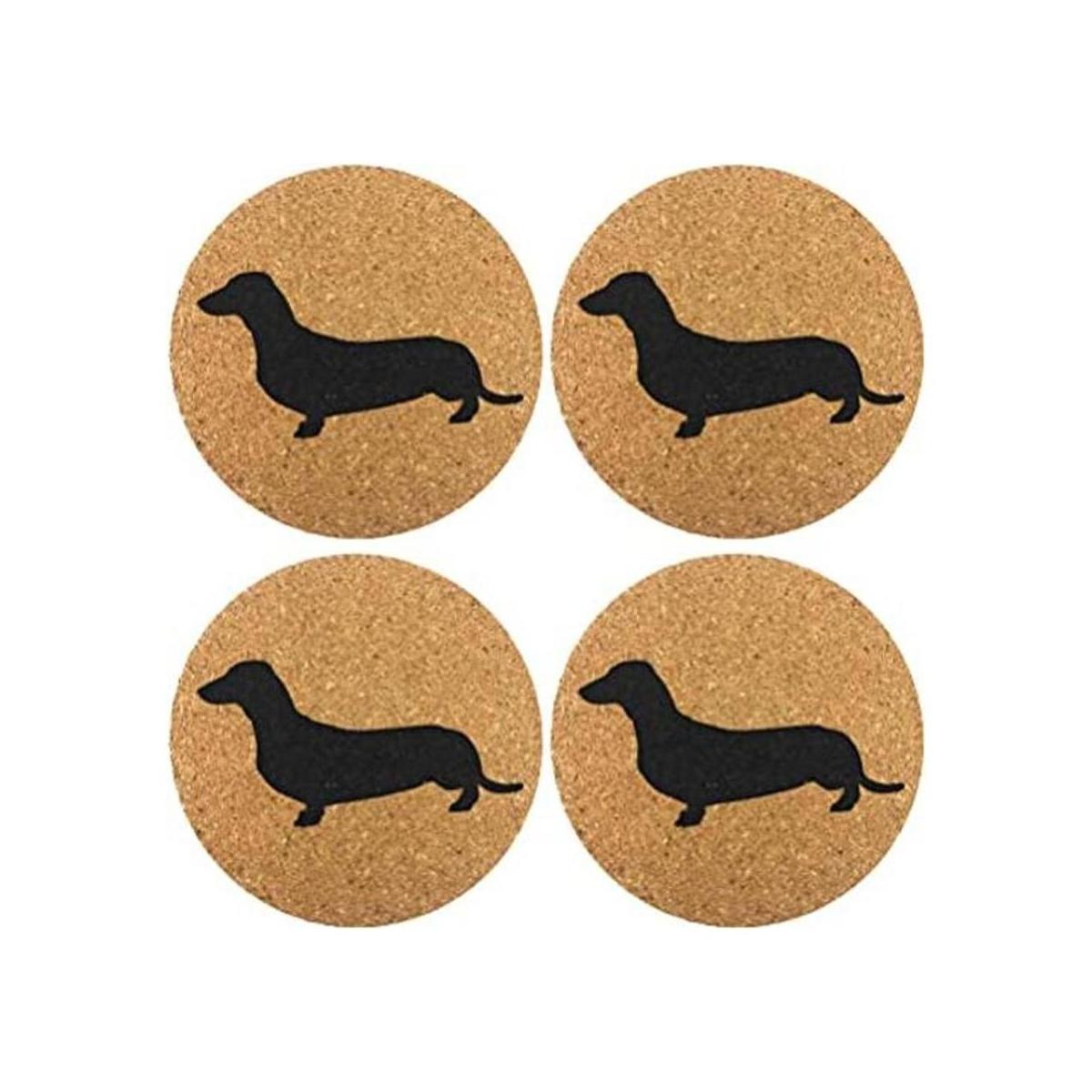Dachshund Weiner Juego de 4 posavasos de corcho para