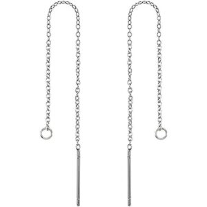 Kissitty Pendientes largos de hilo para orejas Acero