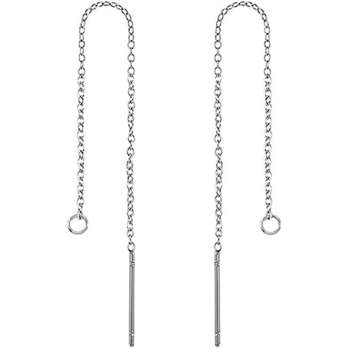 Kissitty Pendientes largos de hilo para orejas Acero