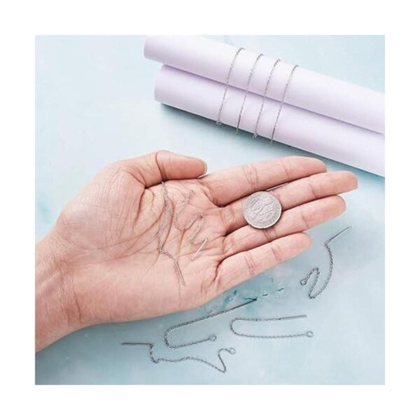 Kissitty Pendientes largos de hilo para orejas Acero