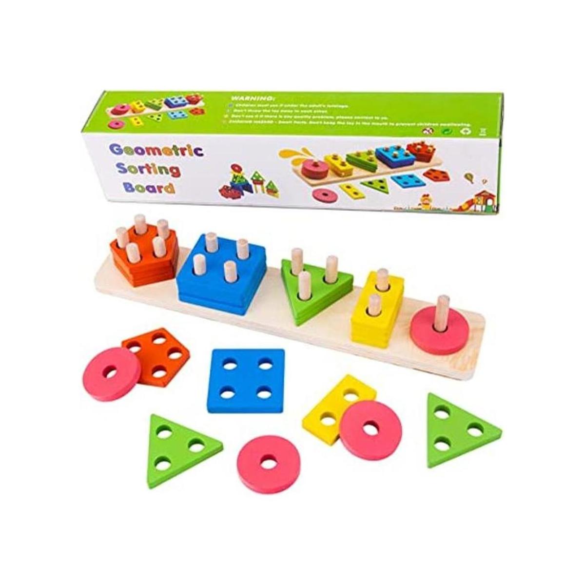 Juguete para niños de formas geométricas con base y piezas