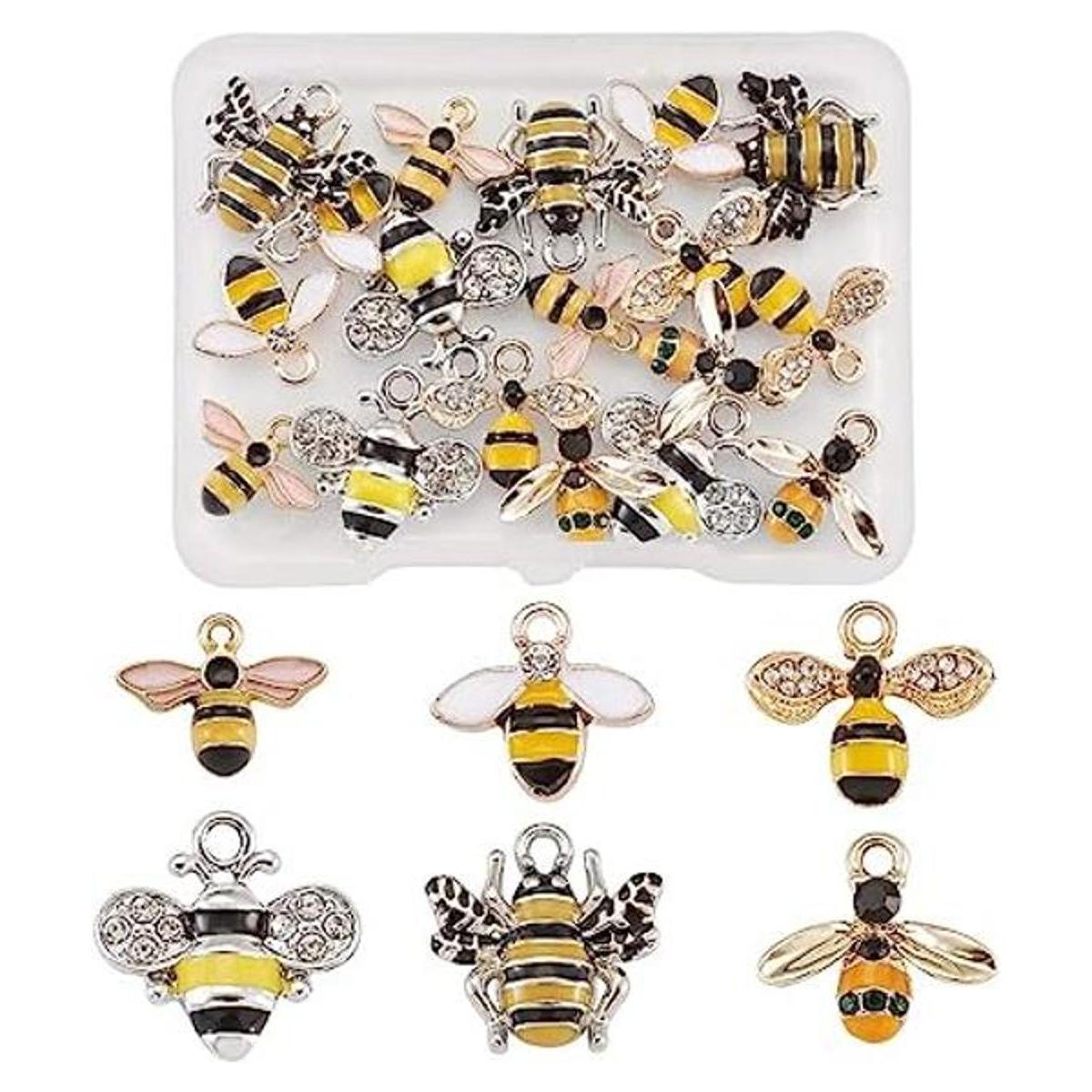 Pandahall Juego de 24 abalorios esmaltados de abejas