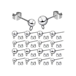 40 aretes de oreja de acero inoxidable con bucle postes