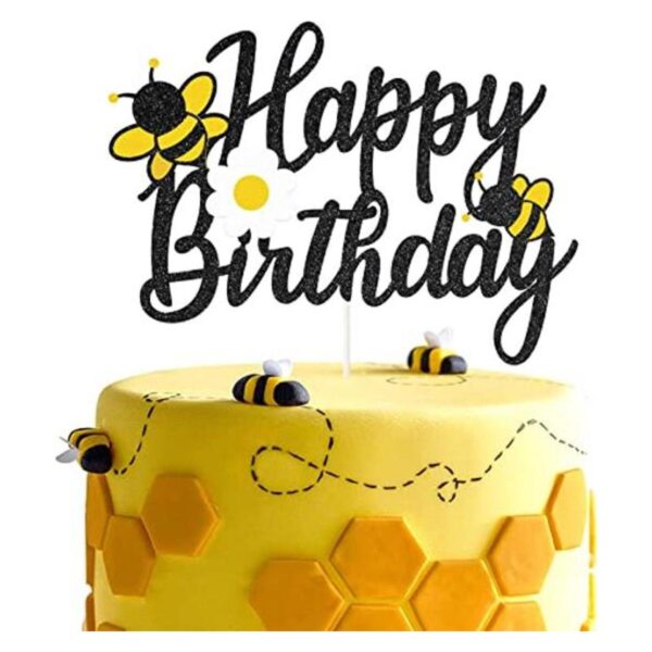 Decoración para tarta de cumpleaños con diseño de abeja_1