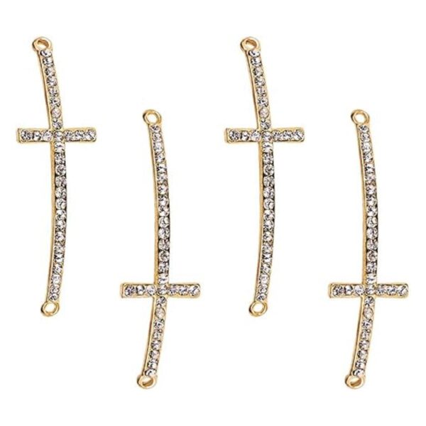 PH PandaHall 12ps Slim Sideways Cross Connector oro metal