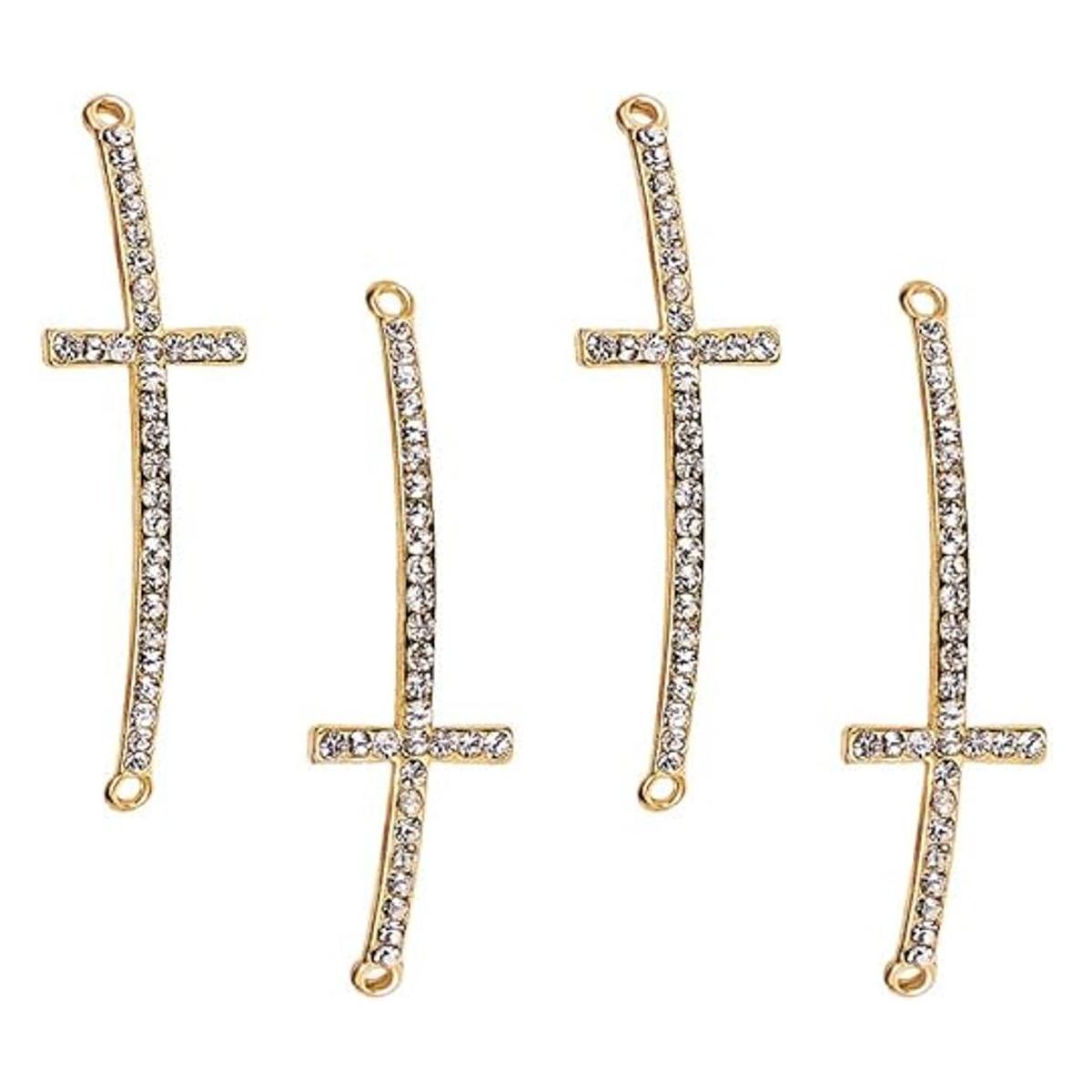 PH PandaHall 12ps Slim Sideways Cross Connector oro metal