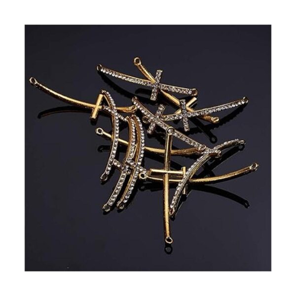 PH PandaHall 12ps Slim Sideways Cross Connector oro metal