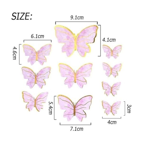 20 decoraciones de pastel de mariposa 3D doradas rosas_2