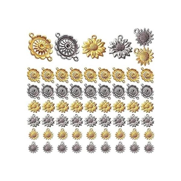 60pcs girasol encanto colgante aleación vintage girasol