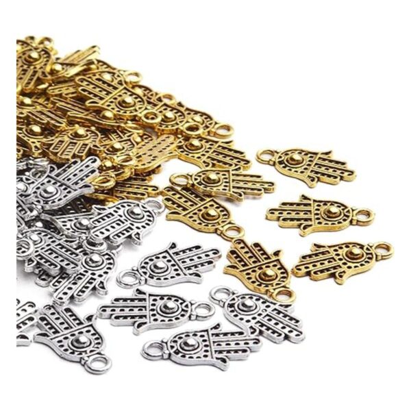 Hamsa Charms 100 colgantes de mano de Fátima de plata y