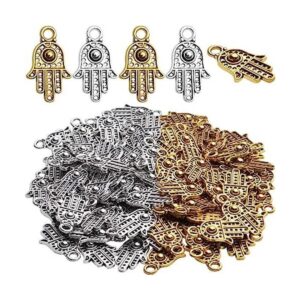 Hamsa Charms 100 colgantes de mano de Fátima de plata y