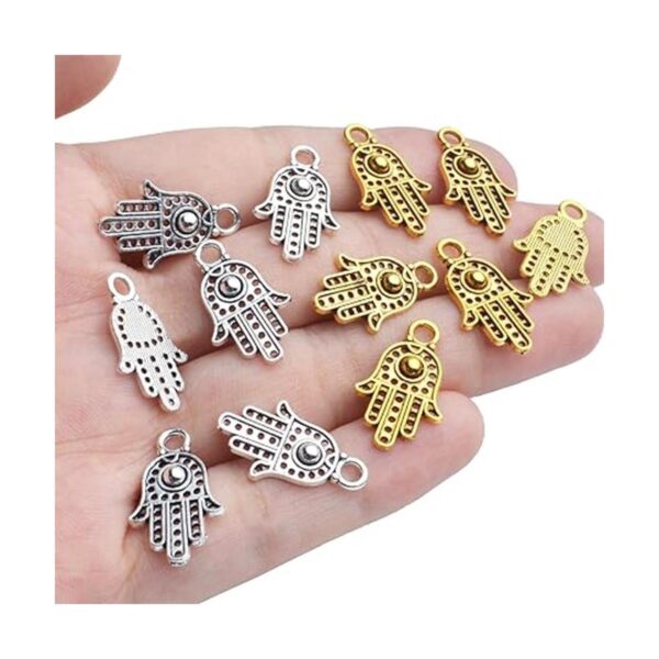 Hamsa Charms 100 colgantes de mano de Fátima de plata y
