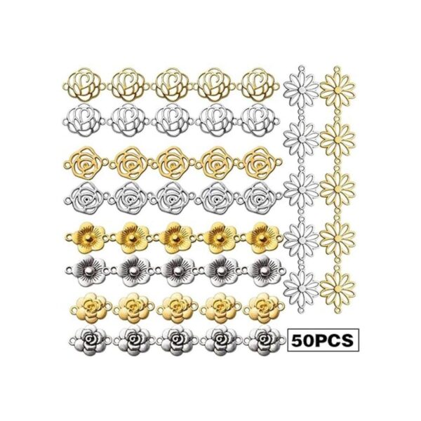 50pcs Conector de flores Encantos Conector de aleación