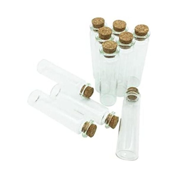 Mini frascos de vidrio transparentes con tapones de