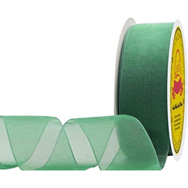 LEEQE Cinta de organza verde de 114 pulgadas x 50 yardas_1