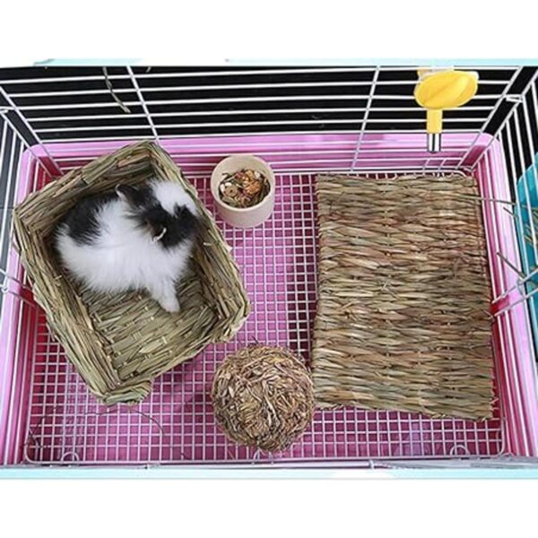 Alfombrilla de cama tejida para cama de conejo de animales_5