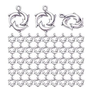 50pcs Antiguo Plata Delfín Charm Colgantes de Aleación
