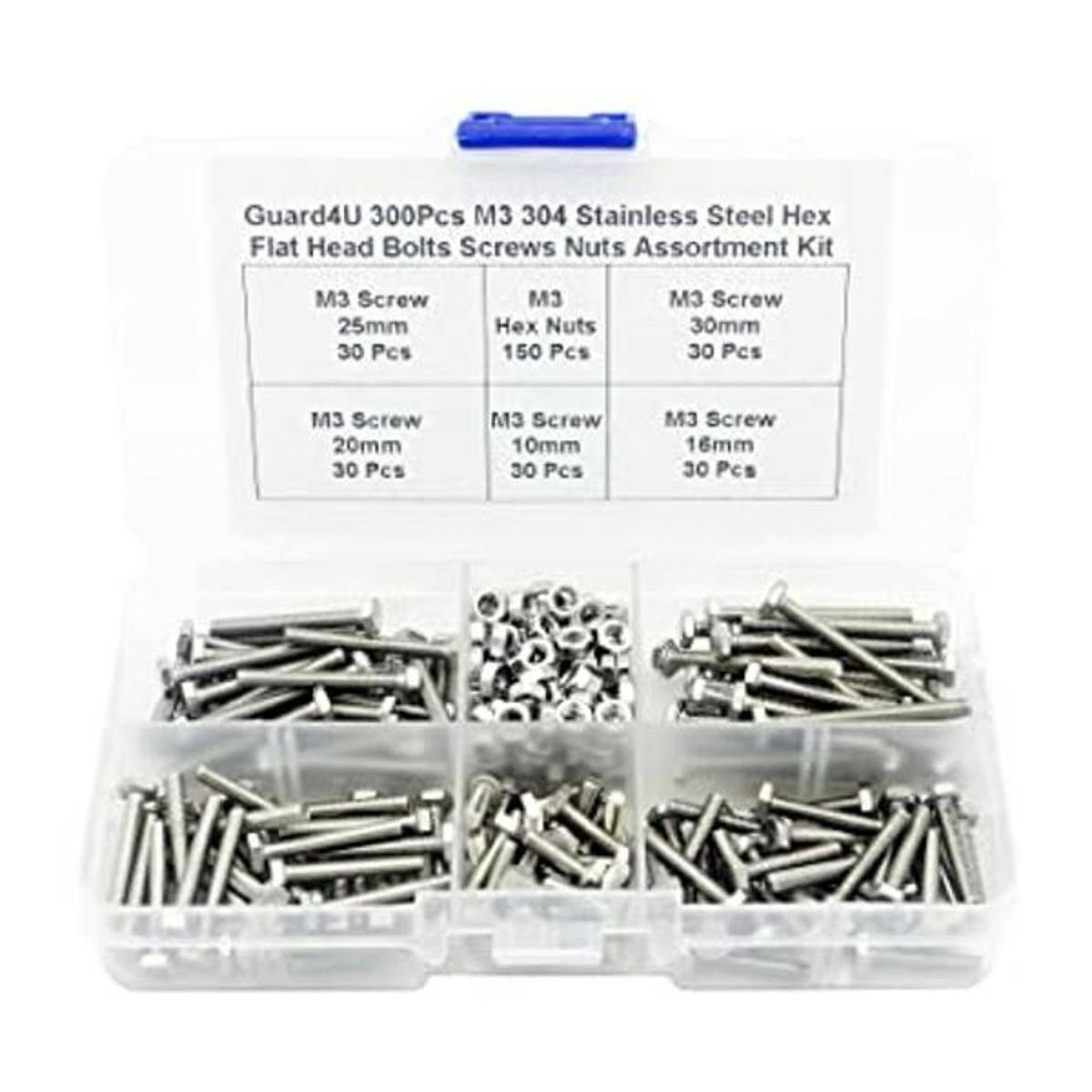 Guard4U 300 tornillos de cabeza plana hexagonales de acero