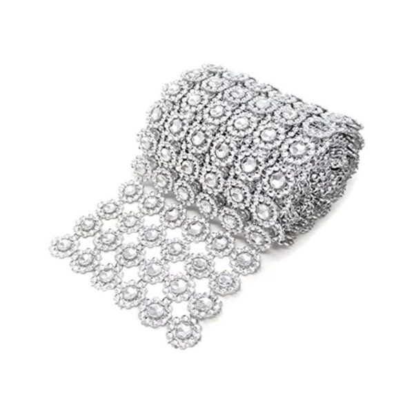 honbay 4 inch X 2 yards brillante de plata forma de flor