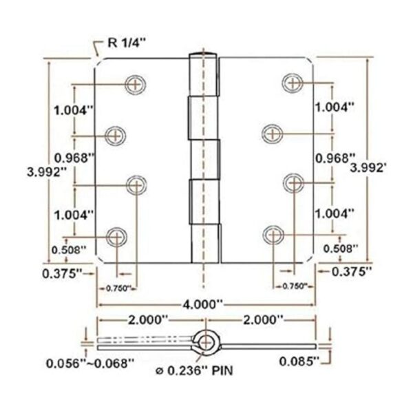 Design House 181537 Paquete de 3 bisagras de 4 pulgadas