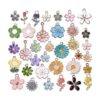 60 colgantes de flores esmaltadas mezcladas de aleación de_1
