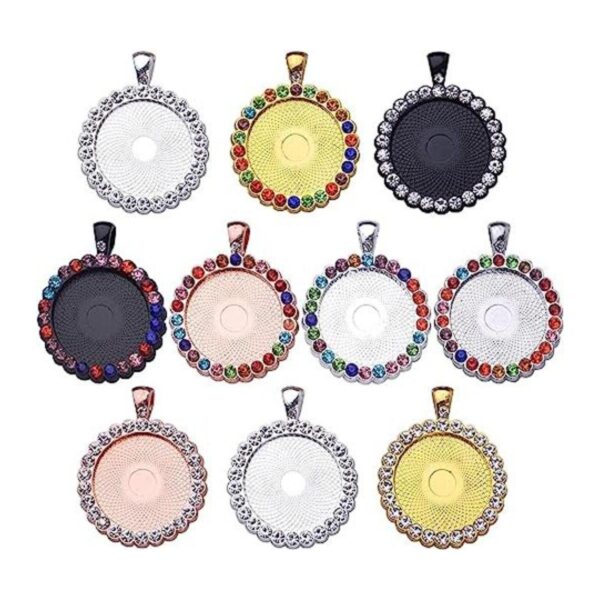 10 bandejas colgantes de bisel con diamantes de imitación
