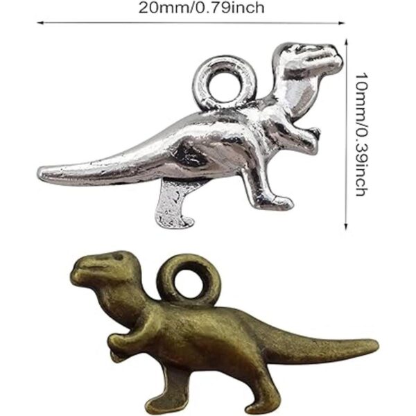 Honbay 100 colgantes de dinosaurio de metal plateado