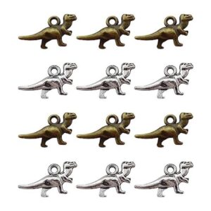 Honbay 100 colgantes de dinosaurio de metal plateado