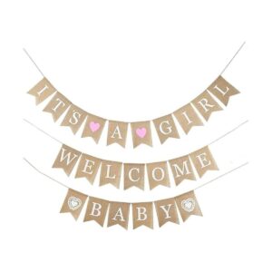 MEEDEE Pancarta de arpillera de bienvenida para niñas y_1
