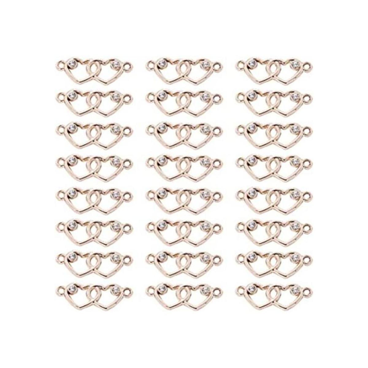 SYBKED 30 piezas DIY doble corazón encantos colgante