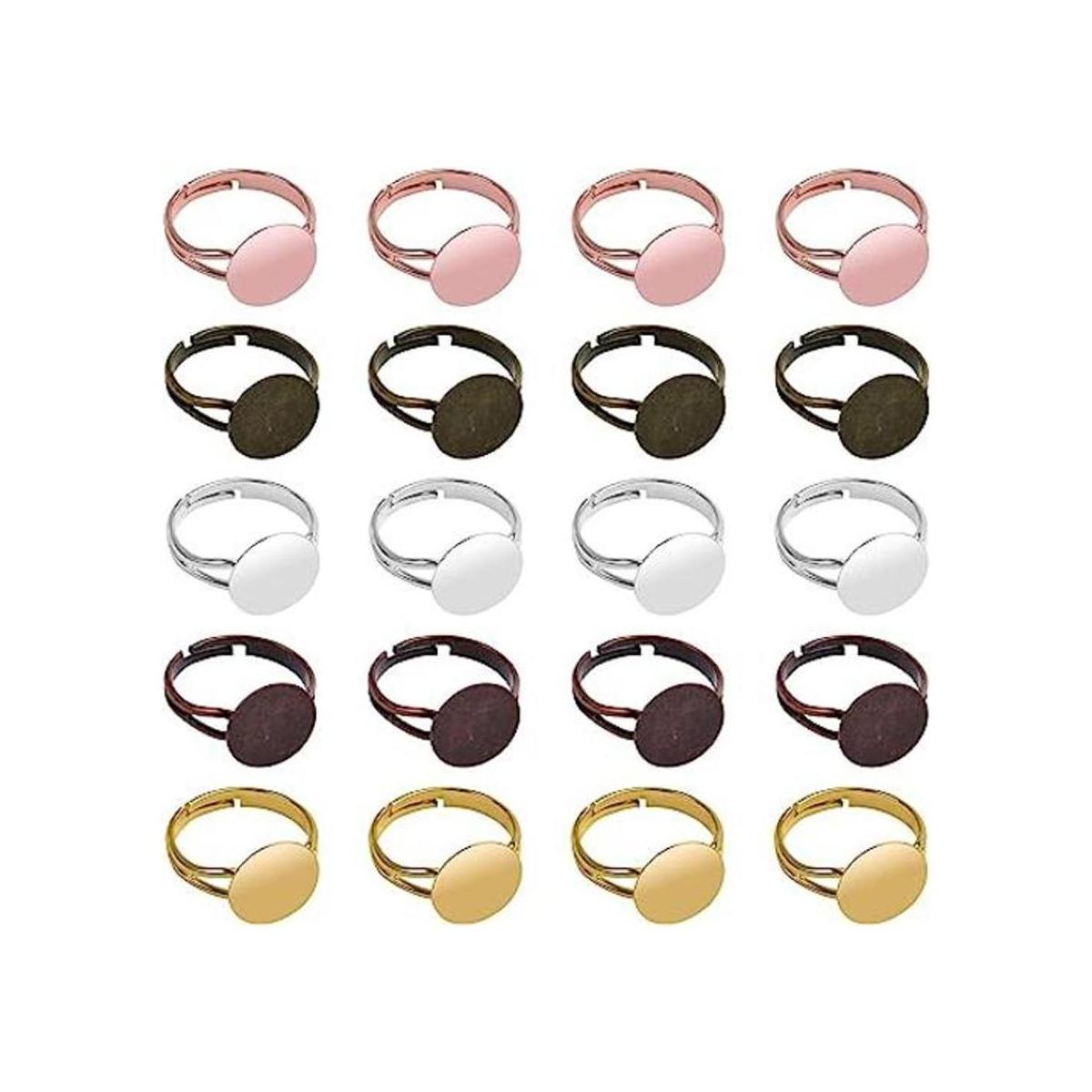 Anillos en blanco 20 piezas de base de anillo ajustable