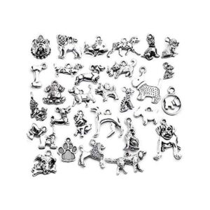 30pcs Antiguo Tibetano Plata Animal Encantos Aleación Pet